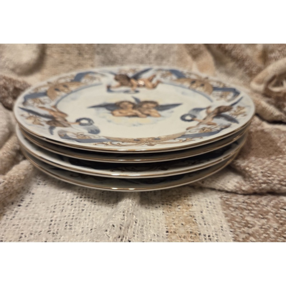 Set of 4 Rafaels Angel ~ Tienshan Fine China ~Small Plates~8.5-inch EUC No Chips